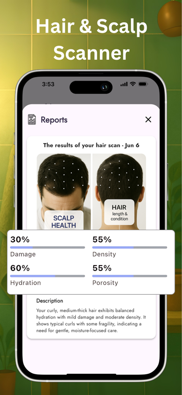 Hair AI Scanner - Position your crown area in the frame